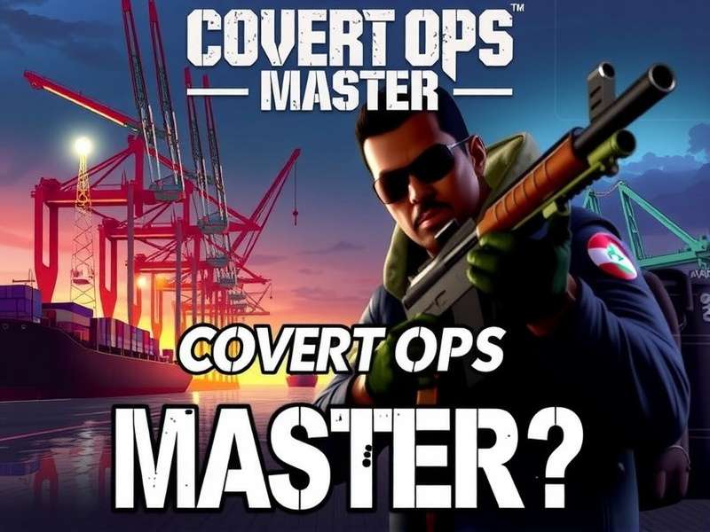 Covert Ops Master game banner showing Indian agent in stealth mission at Mumbai docks